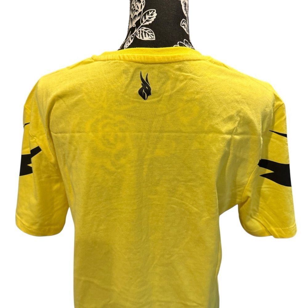 NWT Sole Goat Vibrant Yellow 'Live Wild' Tiger Graphic Tee Striped Sleeves-2XL - Picture 6 of 8